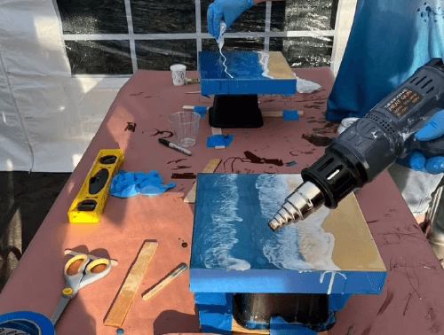 Epoxy Resin Wave on 10”x10” Wood Panel